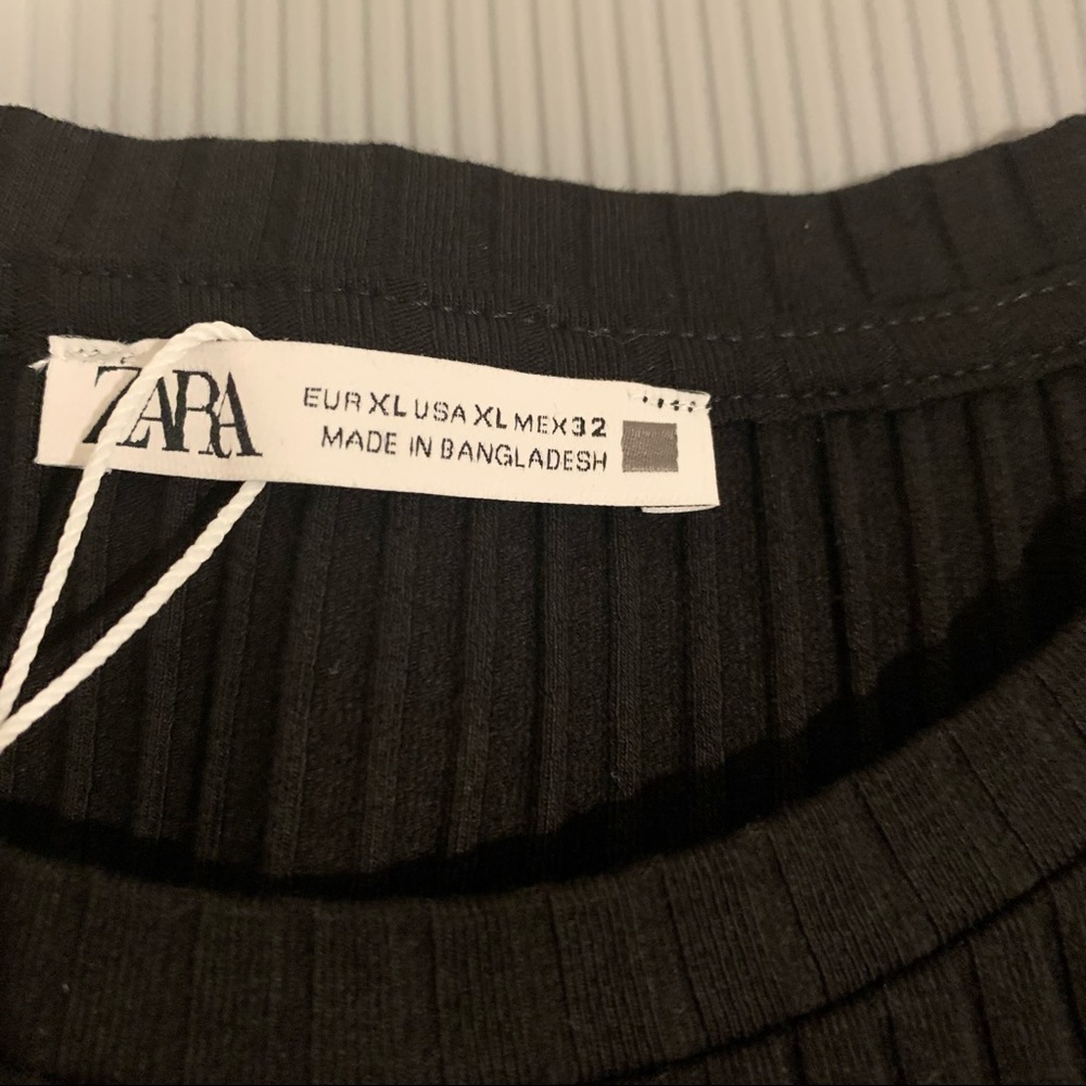 NEW Zara Ruffled Rib Dress Size XL Black - Picture 6 of 6